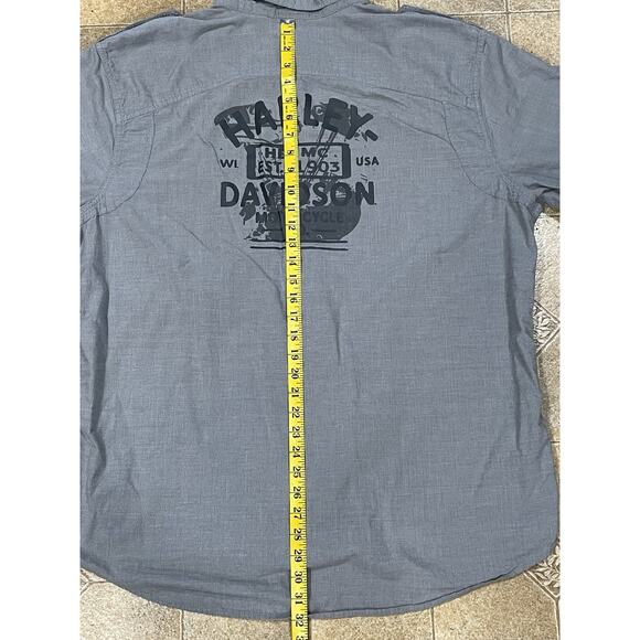 Harley Davidson Mechanic Shirt Gray Button Up Work Shirt Men’s Size 2XL -Moto - Picture 7 of 12